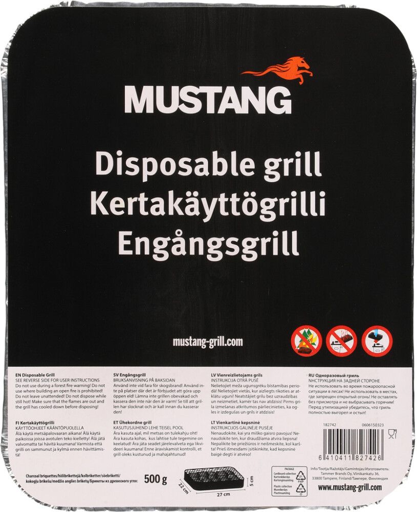 Kertakäyttögrilli Mustang