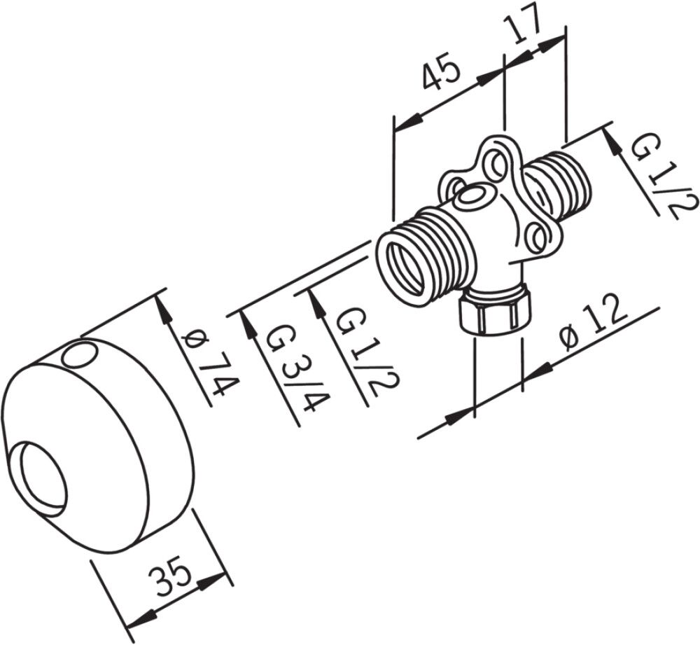 Saneerauskulmaliitin Oras 204072 12 mm