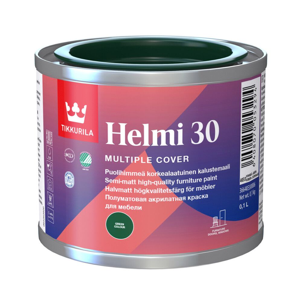 Kalustemaali Tikkurila Helmi 30 Vihreä 0,1 l