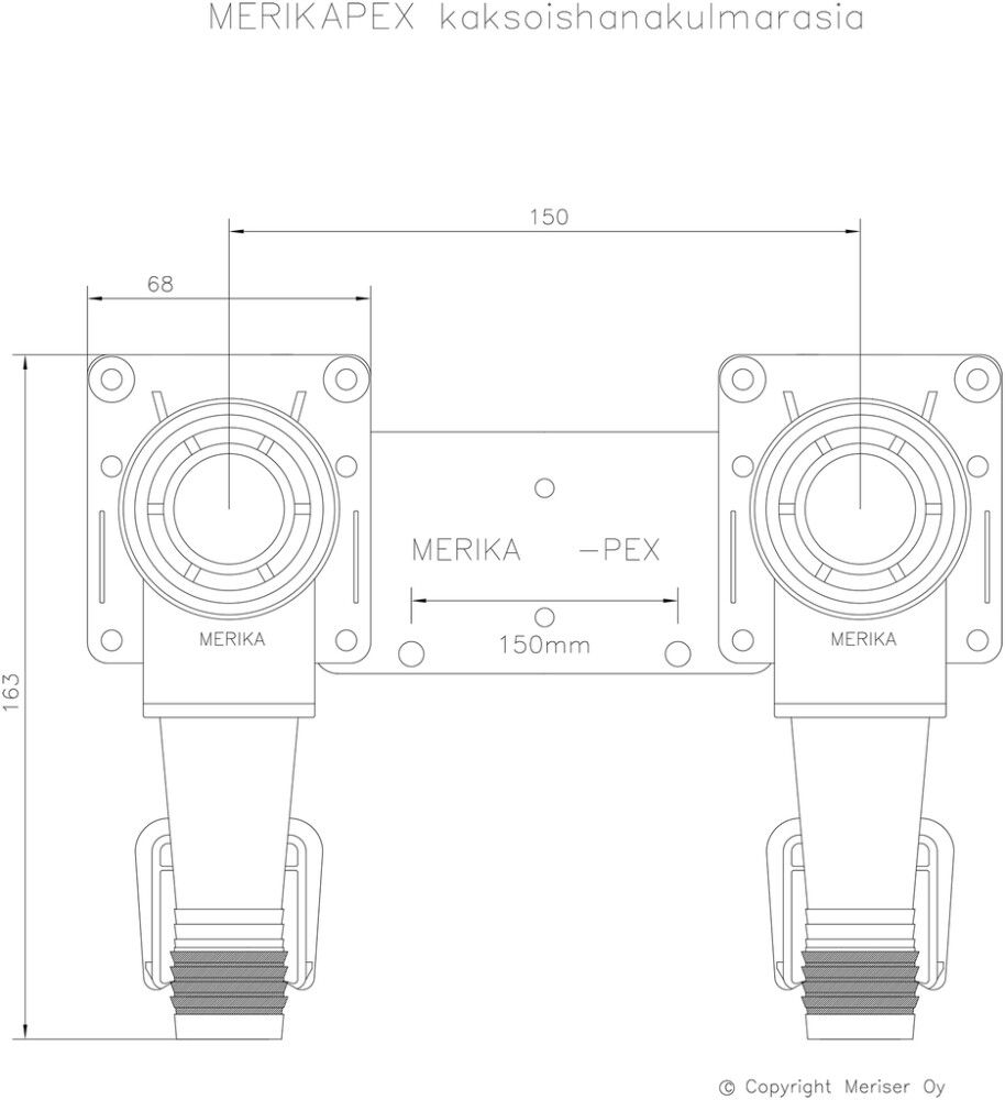 Kaksoiskytkentärasia Merika 2274 Puserrusliitos 15 mm