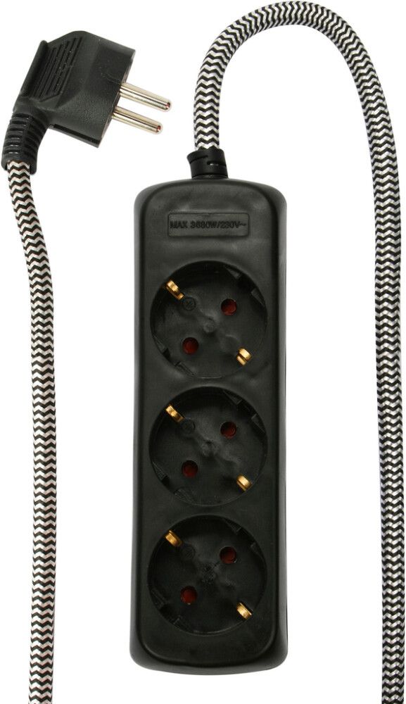 Jatkojohto Opal 3-os Musta/valkoinen