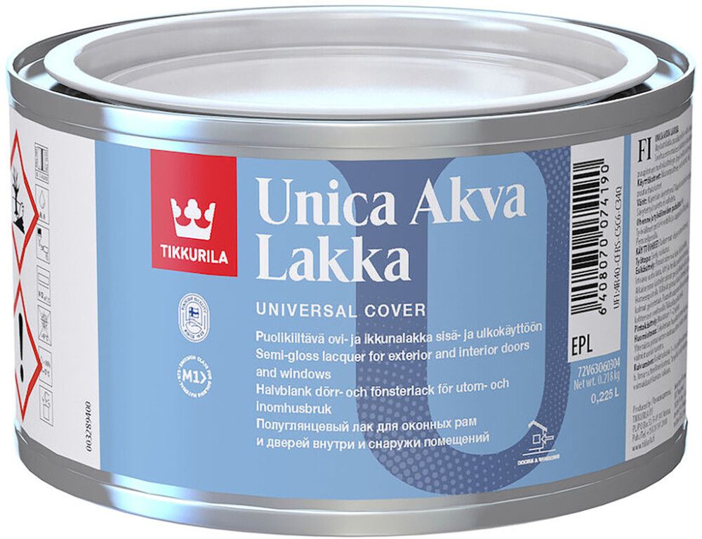 Ovi- ja ikkunalakka Tikkurila Unica Akva Puolikiiltävä