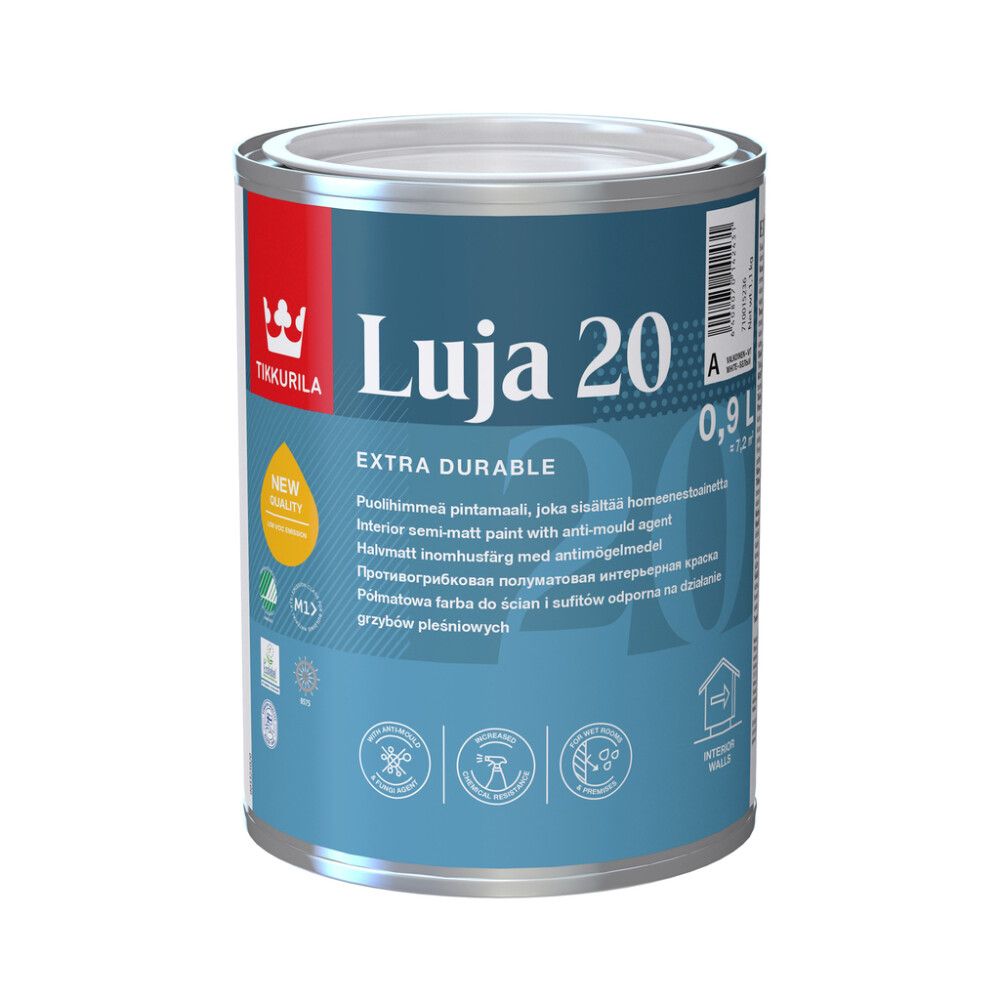 Sisämaali Tikkurila Luja 20 Valkoinen Puolihimmeä