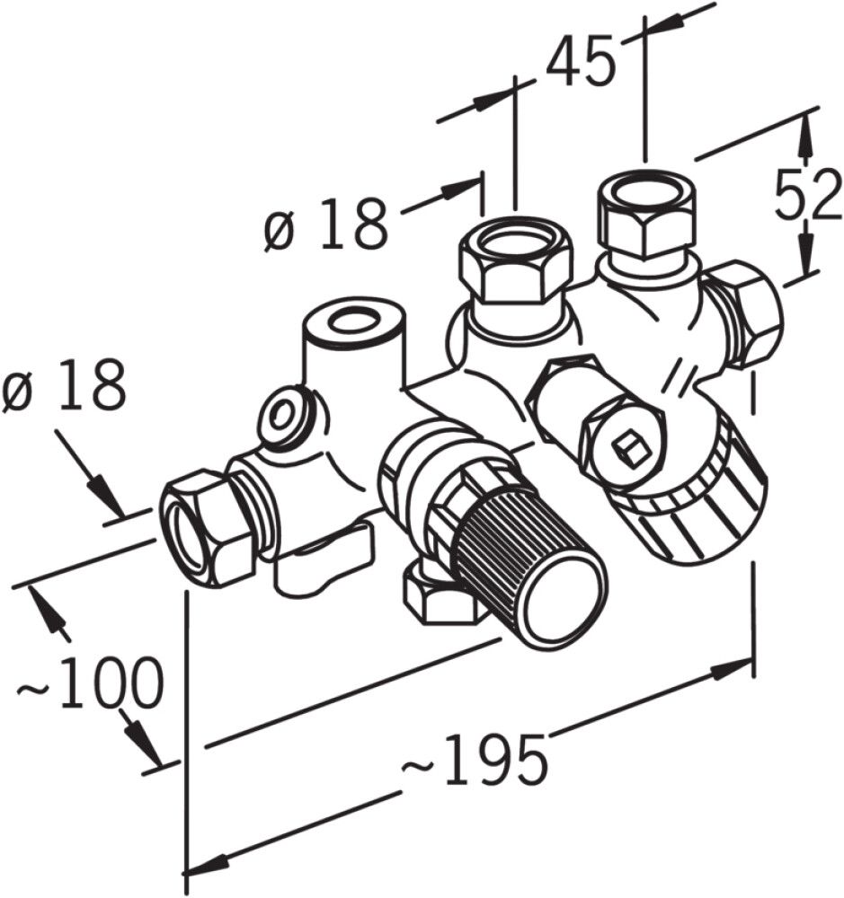 Syöttösekoitusventtiili Oras 420018 DN20 18 mm