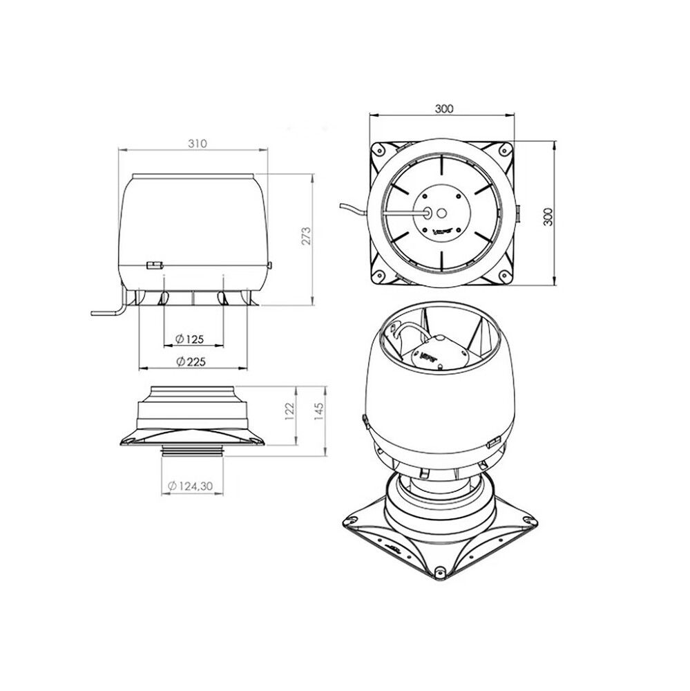 Huippuimuri Vilpe E190S Musta Ø125 mm