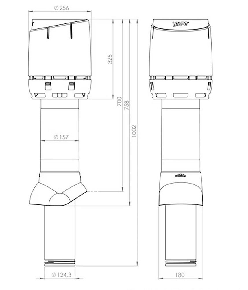 Poistoputki Vilpe Flow 125P/IS/700 ruskea