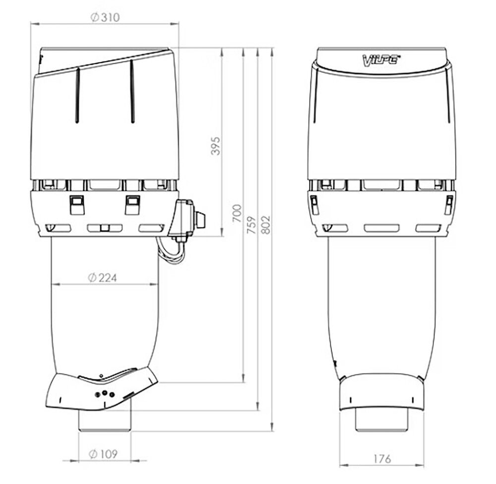 Radon huippuimuri Vilpe ECo110P/700 Flow musta