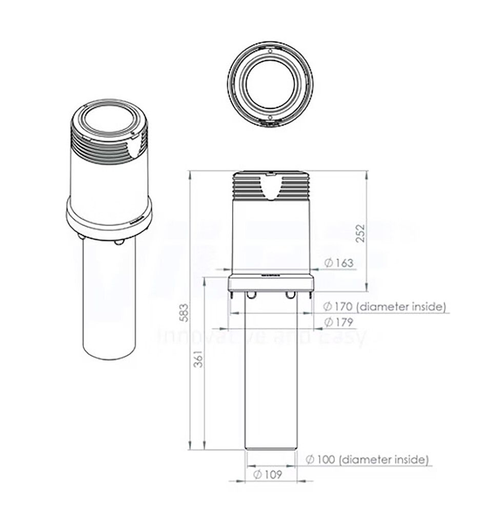 Tuuletusputki Vilpe kartio 110C/IS/250 musta