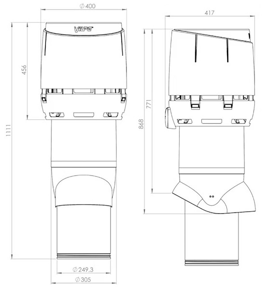 Poistoputki Vilpe Flow XL 250P/IS/700 musta