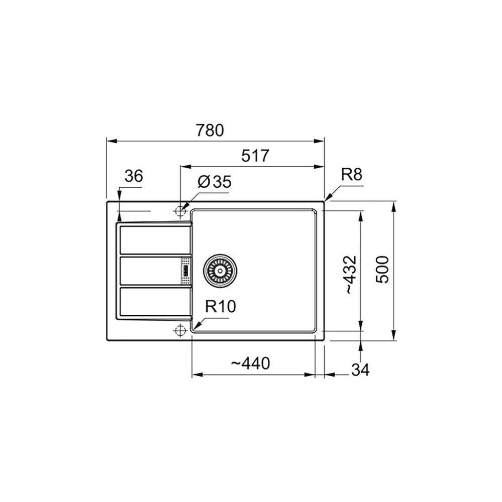 Komposiittiallas Franke Sirius 2 Sir 611-78 XL Musta