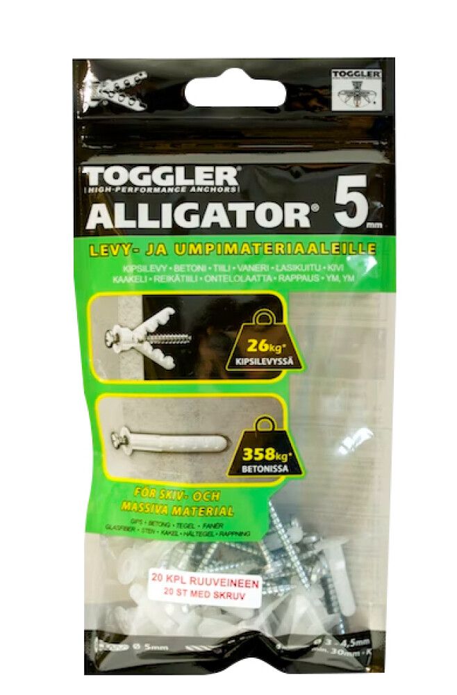 Seinätulppa Alligator 5 mm AF5-20 20 kpl