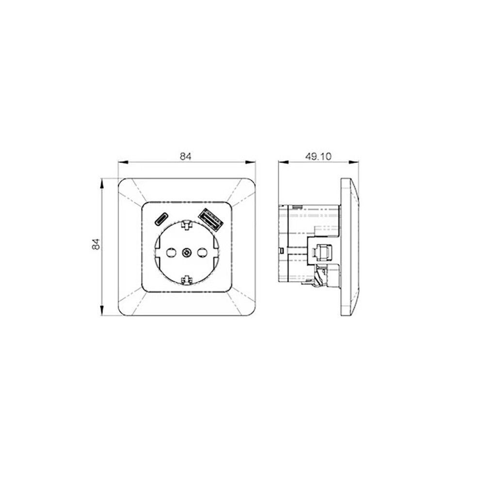 Pistorasia Opal 1S 16A IP20 2 x USB Valkoinen 84 x 84 mm