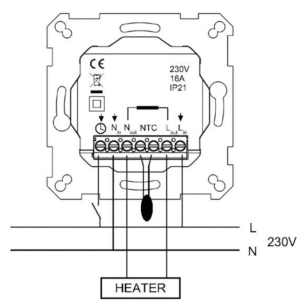 Yhdistelmätermostaatti Opal EcoEasy 16 IP21 16A M