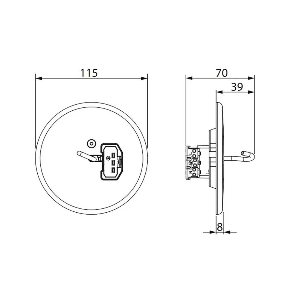 Valaisinpistorasia ABB DCL AKK14MP Mattamusta Ø115 mm