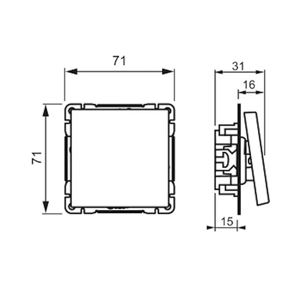 Kytkin ABB Impressivo 6 1066-885P Mattamusta 71 x71 mm