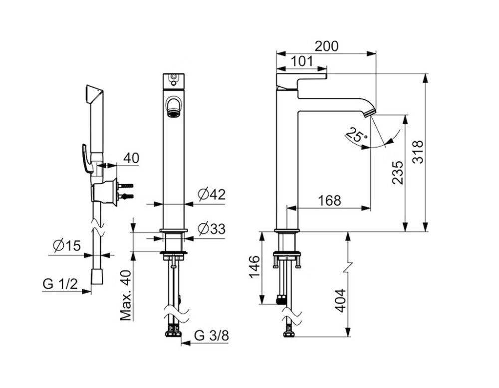 Pesuallashana Oras Optima Style 2602FH Bideellä Kromi