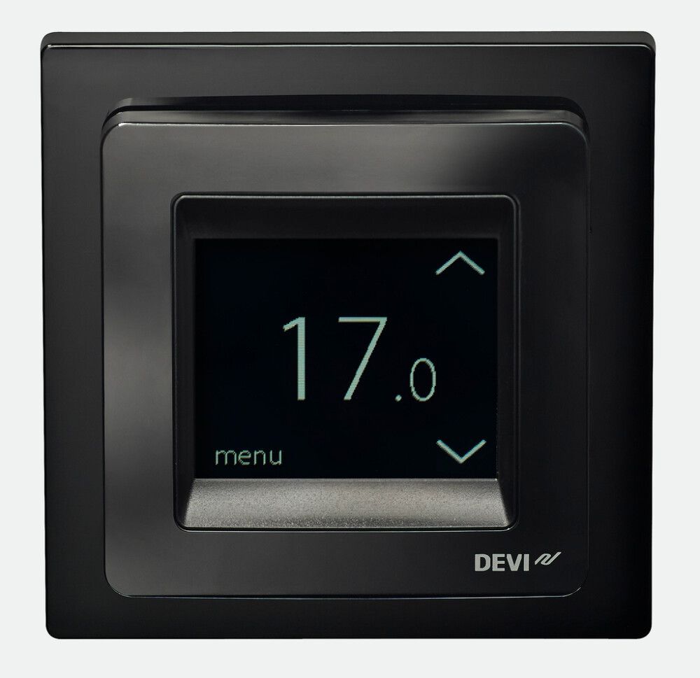 Yhdistelmätermostaatti DEVIreg™ Touch Musta 85 x 85 mm