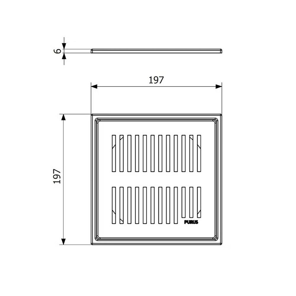 Neliökansi Purus Design Rib RST 197 x 197 mm