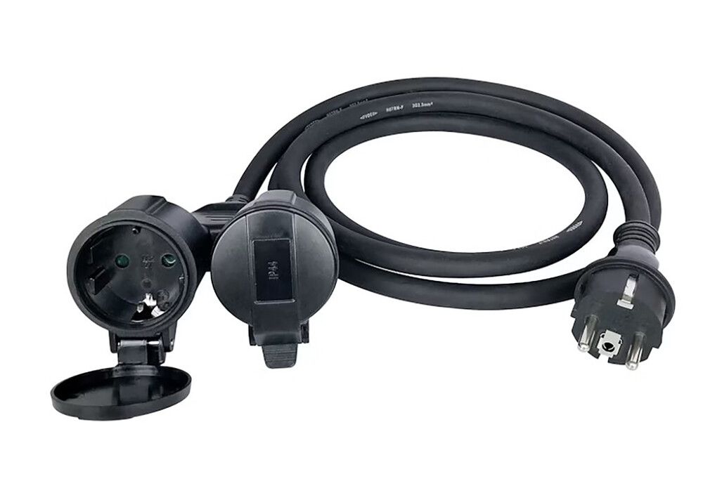 Jatkojohto Opal 2-os IP44 musta 2 m