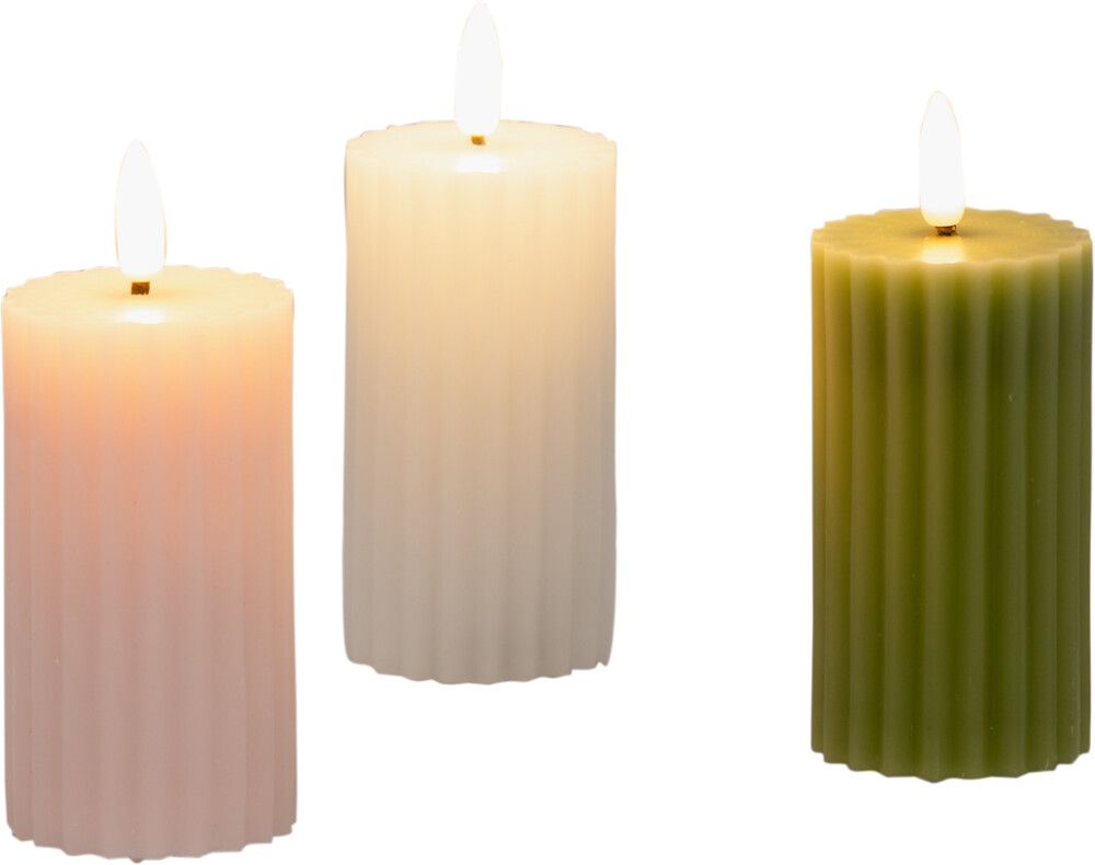 LED-pöytäkynttilä rihlattu lajitelma