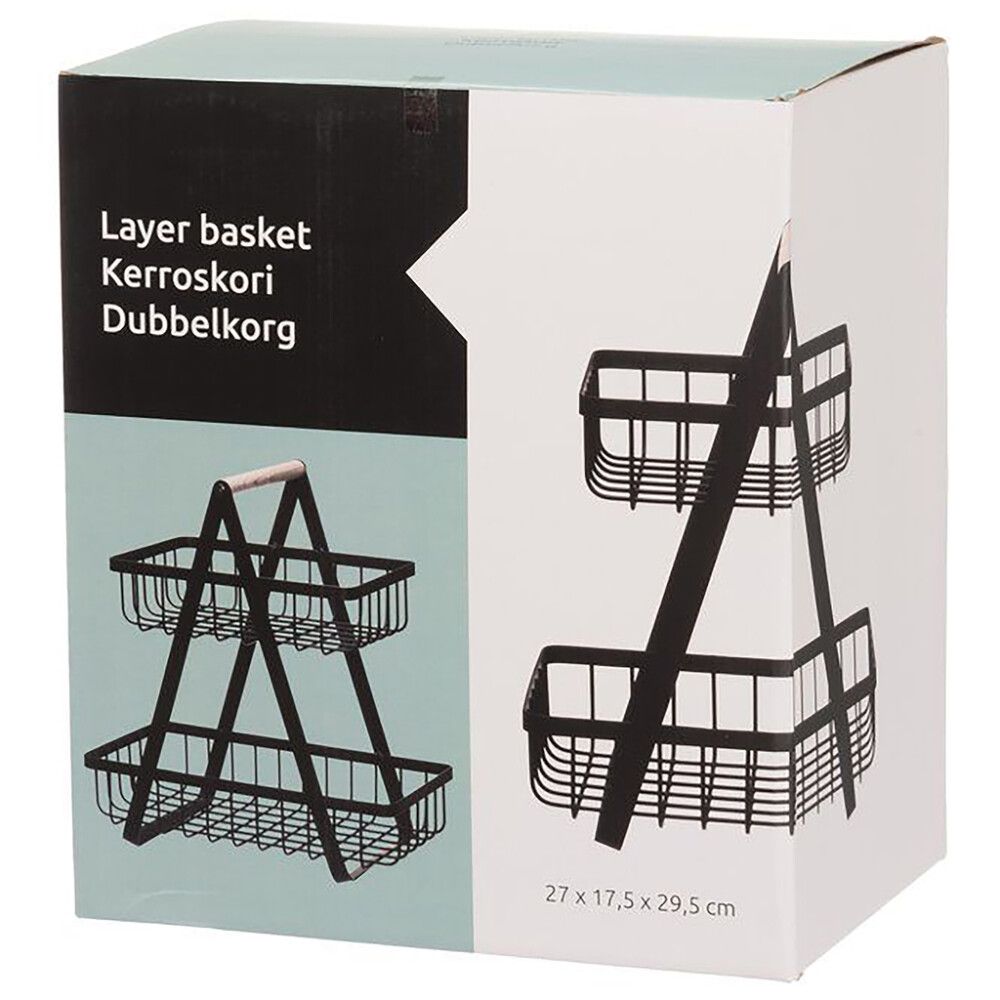 Kerroskori musta/natural 27 x 17,5 x 29,5 cm