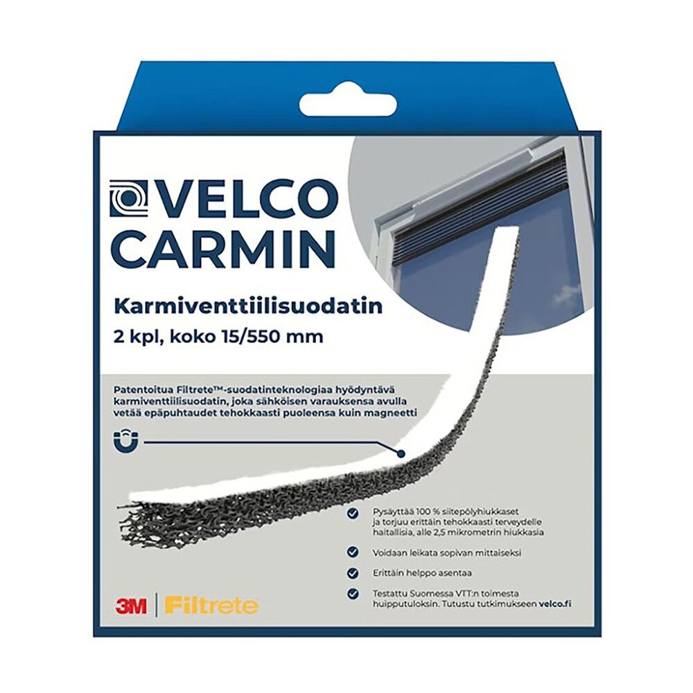 Karmiventtiilisuodatin Velco 15 x 550 mm 2 kpl/pkt
