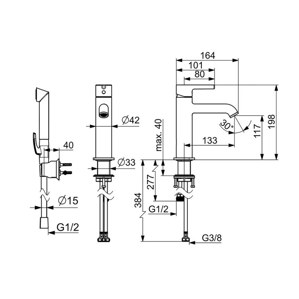 Pesuallashana Oras Optima Style 2606FH-33 bideellä mattamusta