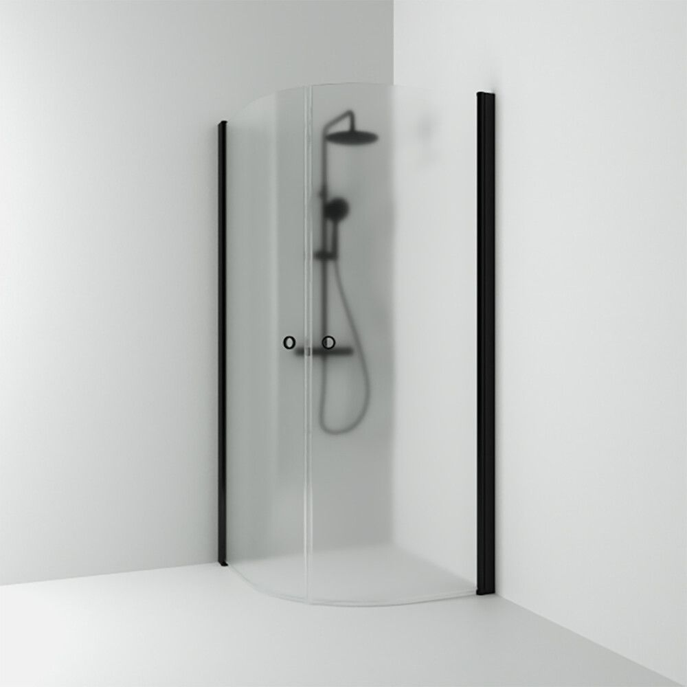 Puolipyöreä suihkukulma Svedbergs Skoga Mattamusta/Huurrelasi