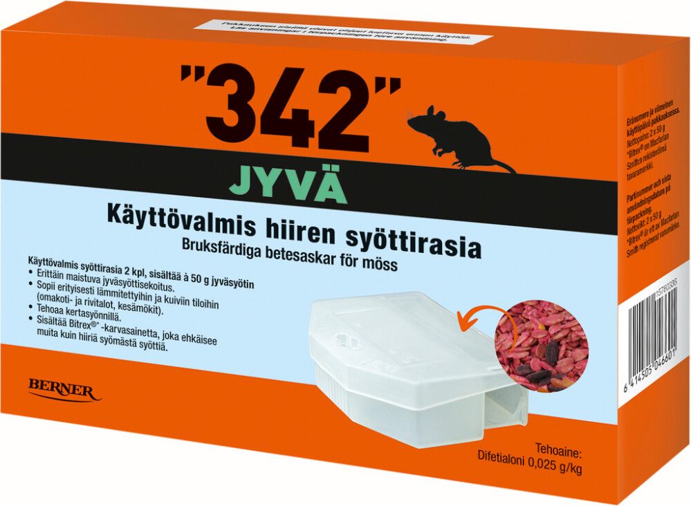 Hiirentorjunta syöttirasia 342 jyväsyötti 2 x 50 g