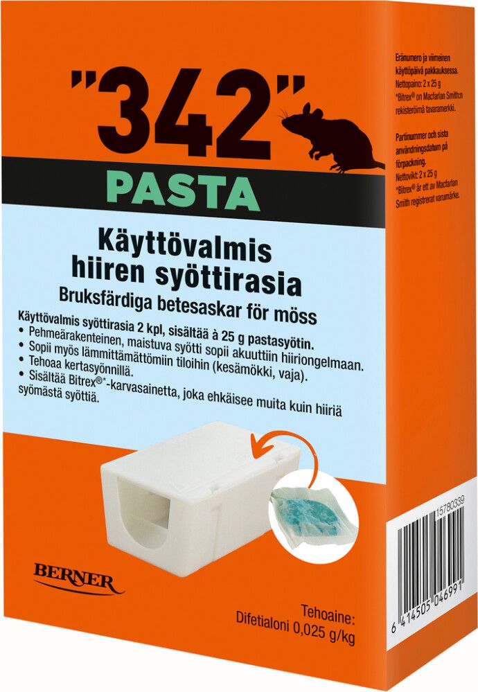 Hiirentorjunta syöttirasia 342 pastasyötti 2 x 25 g