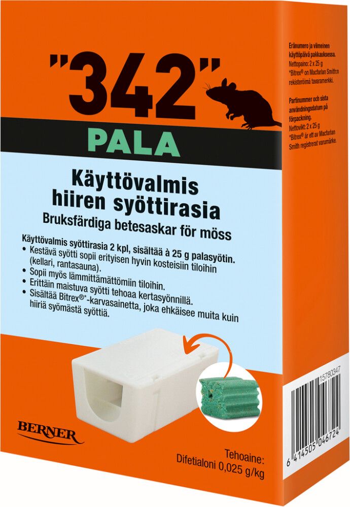 Hiirentorjunta syöttirasia 342 palasyötti 2 x 25 g