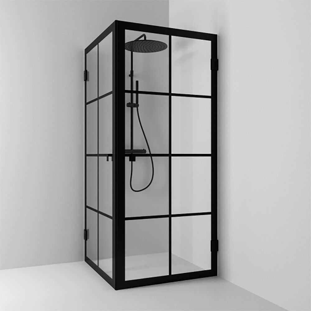 Suihkukulma Svedbergs 180° mattamusta 80 x 80 x 200 cm