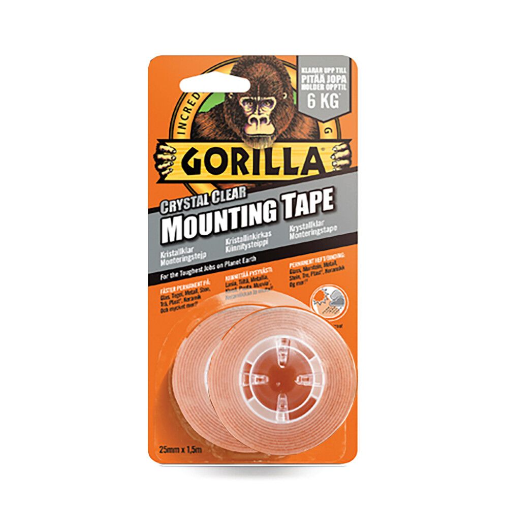 Kiinnitysteippi Gorilla Mounting Tape Twin Pack 25 mm x 1,5 m