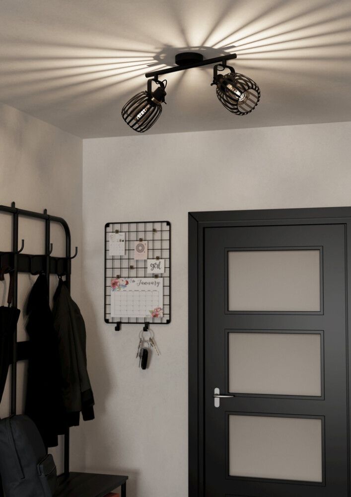 Spottivalaisin Eglo Girona Musta/Harjattu messinki 2-os