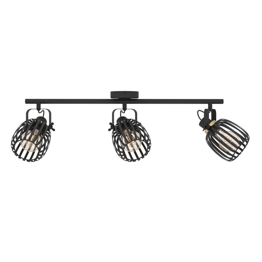 Spottivalaisin Eglo Girona Musta/Harjattu messinki 3-os