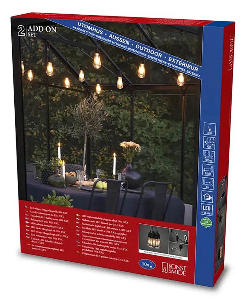 Lisävalosarja Konstsmide Pergola E27 IP44 10-os