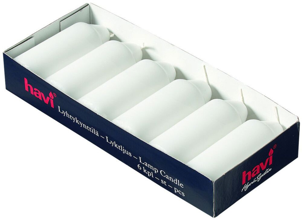 Lyhtykynttilä Havi 12 h valkoinen 6 kpl