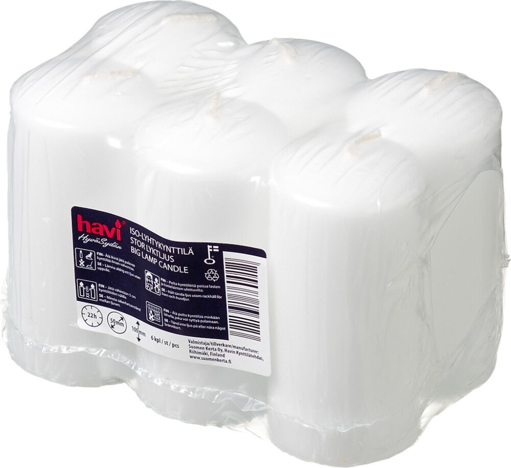 Iso lyhtykynttilä Havi 6 kpl valkoinen