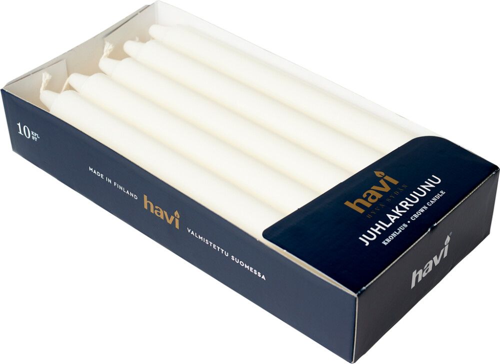 Juhlakruunukynttilä Havi 24 cm 10 kpl valkoinen