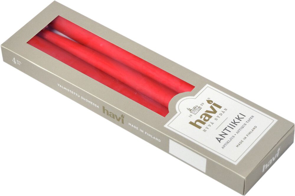 Antiikkikynttilä Havi 28 cm 4 kpl punainen
