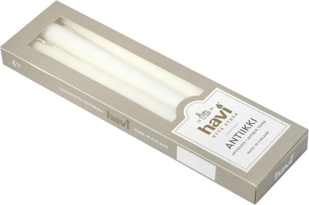 Antiikkikynttilä Havi 28 cm 4 kpl valkoinen