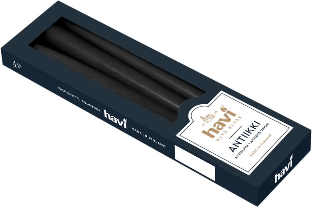 Antiikkikynttilä Havi 28 cm 4 kpl musta