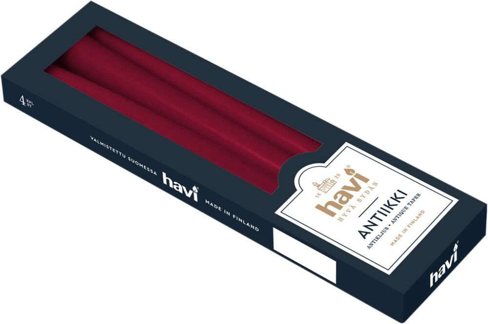 Antiikkikynttilä Havi 28 cm 4 kpl viininpunainen