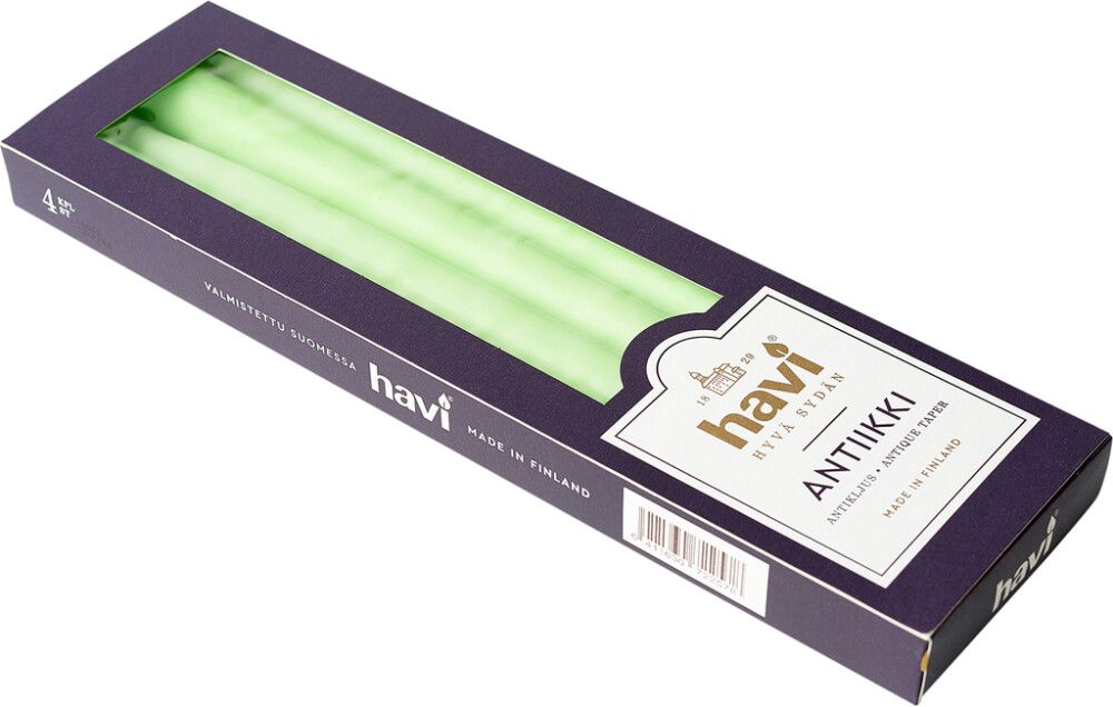 Antiikkikynttilä Havi 8h 4 kpl koivunvihreä