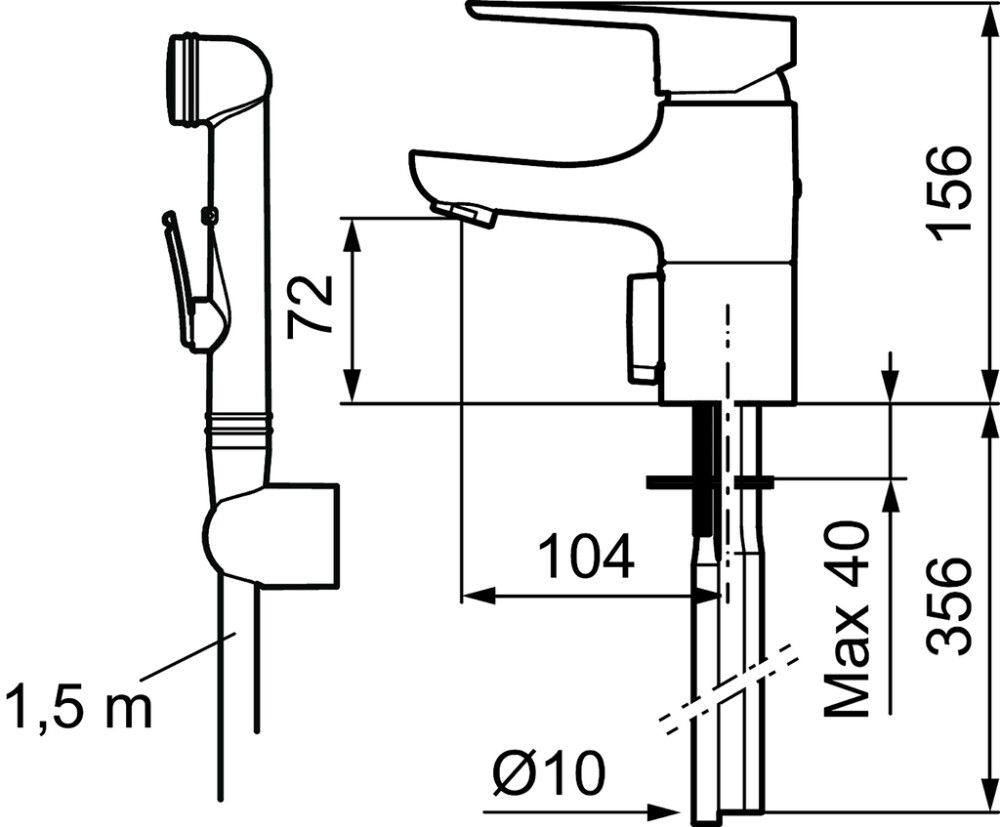 Pesuallashana Mora Cera B6 bideellä kromi 15,6 cm