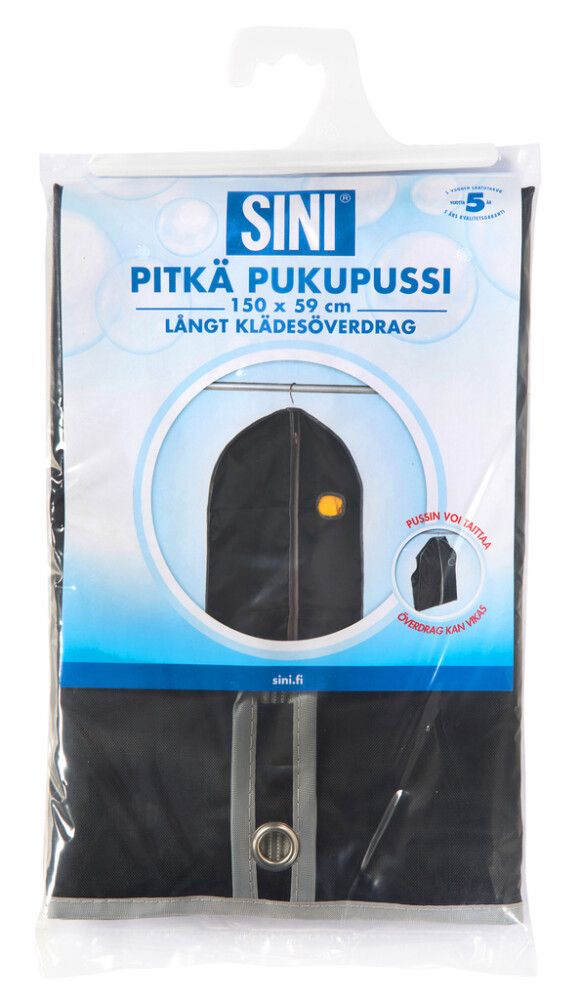 Pitkä pukupussi Sini musta 59 x 150 cm