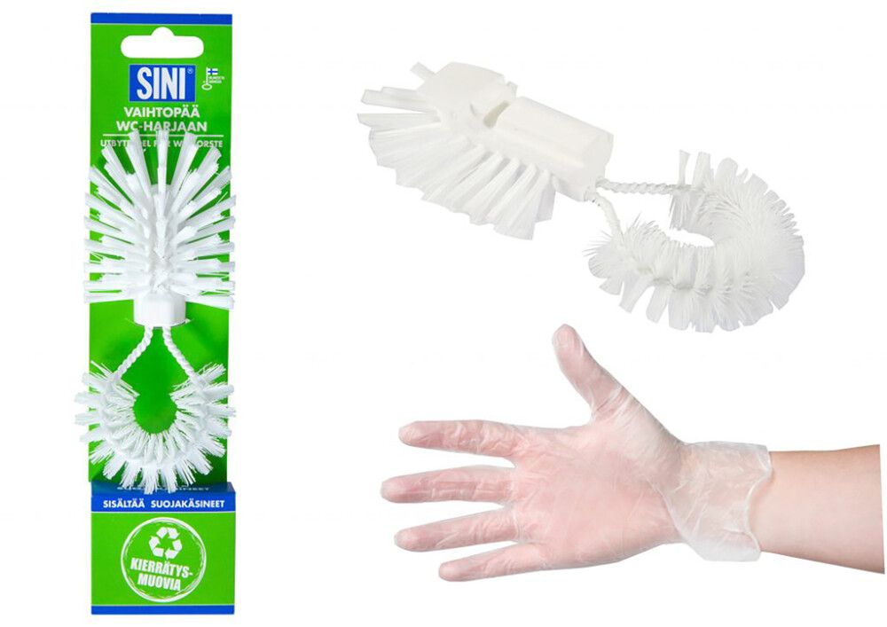 WC-harjan vaihtopää reunusharjalla Sini Valkoinen