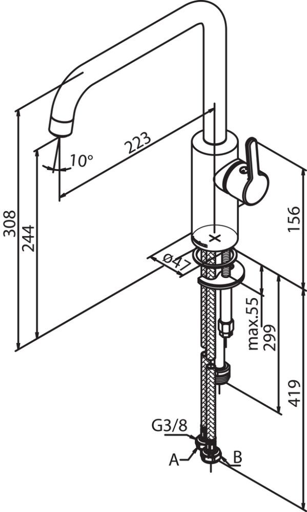 Keittiöhana Damixa Silhouet Mattamusta