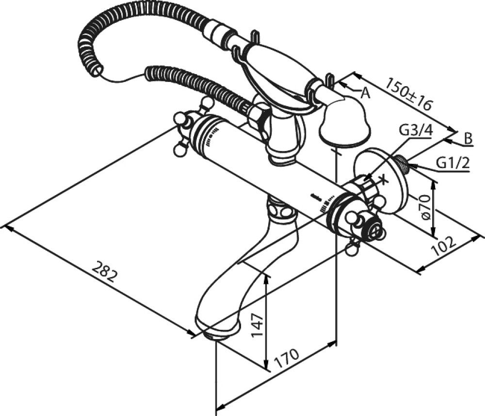 Kylpy- ja suihkutermostaatti Damixa kromi