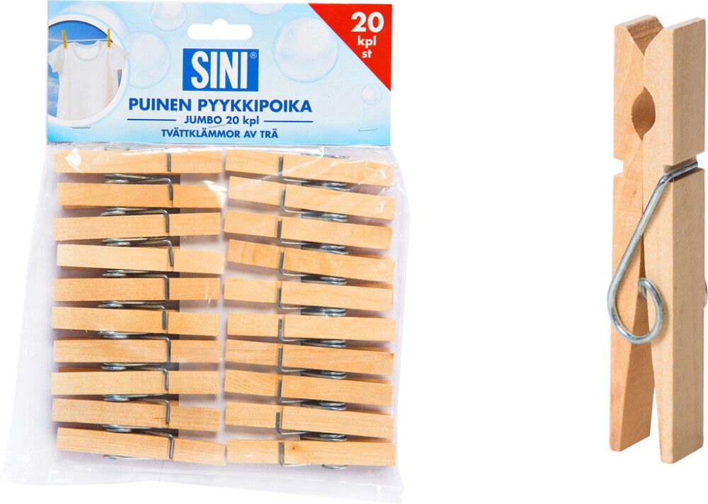 Pyykkipoika Sini Jumbo Puu 20 kpl